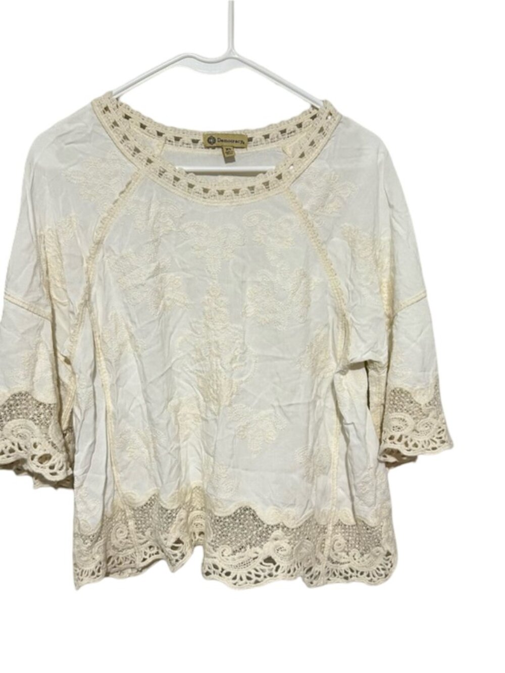 Democracy Romantic Lace Feminine White Blouse Size XS
